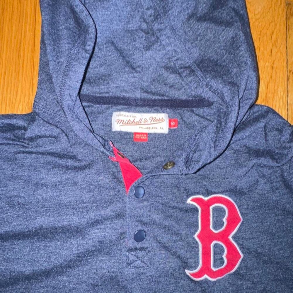 Mitchell and Ness Men's Navy and Gray Boston Red Sox Hoodie Henley MLB Small - Picture 2 of 5
